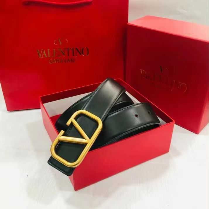 

V Belts Valentis Leather belt men and women leather fashion temperament high-end social classic jeans high-end Valentino belt, Black
