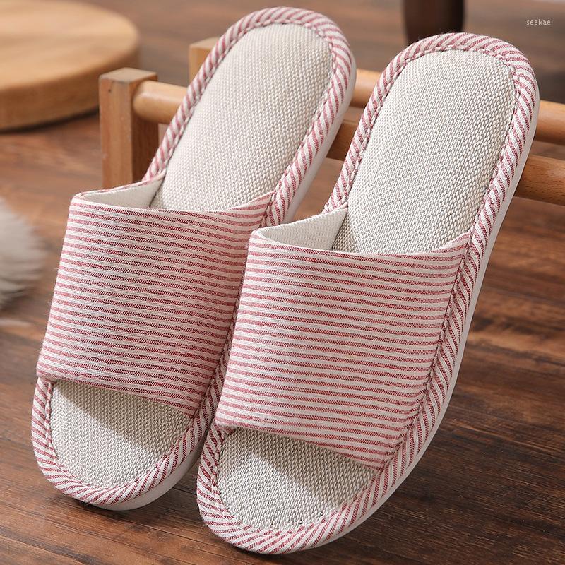 

Slippers 2022 Women's European And American Autumn Home Indoor Mute Cotton Linen 2977, Pink