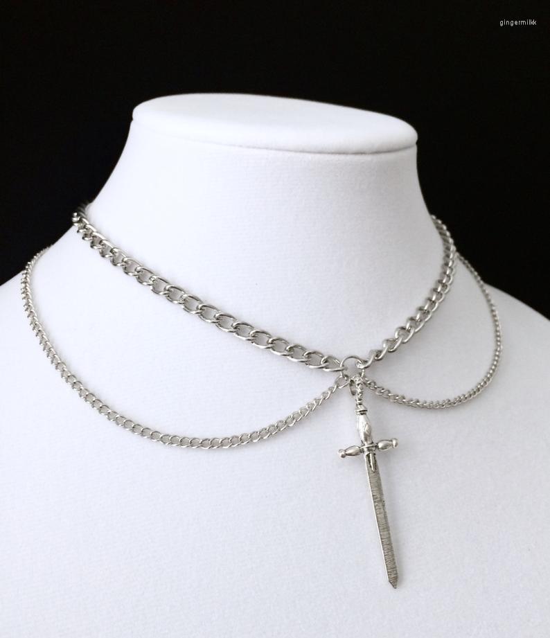 

Choker Gothic Sword Necklace Witchy Jewelry Grunge Pendant