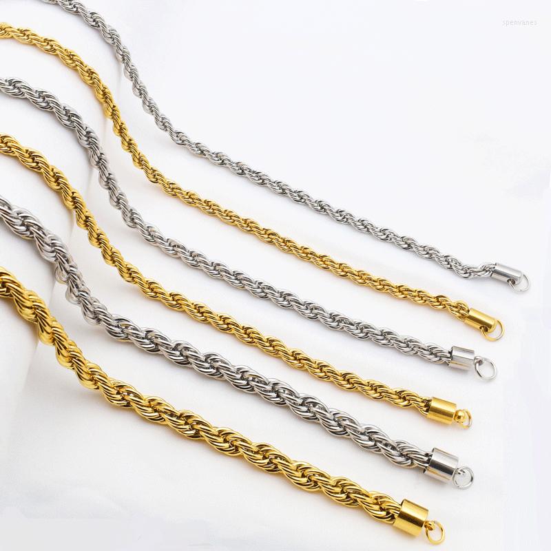 

Chains Hiphop Men's Rope Chain Waterproof Stainless Steel Twist Necklace 3mm 5mm Link Party Jewelry Birthday Gift