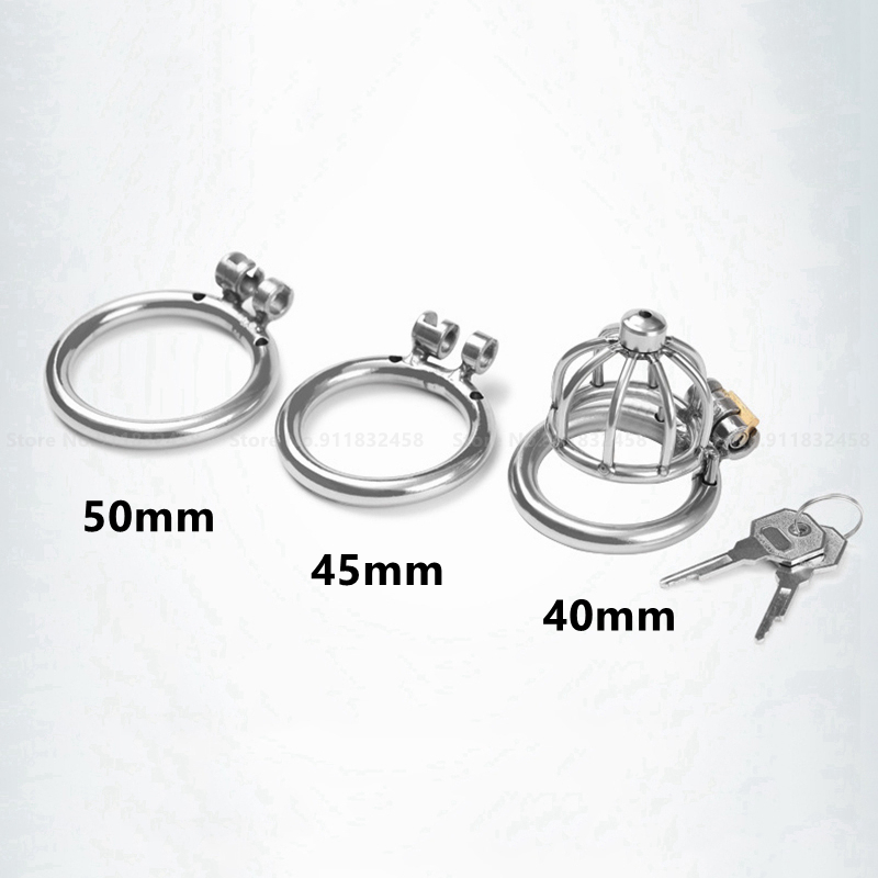 

Sexy Costumes Stainless Steel Metal Male Chastity Cage Device Restraint Spiked-ring with Lock Cosplay, 45mm