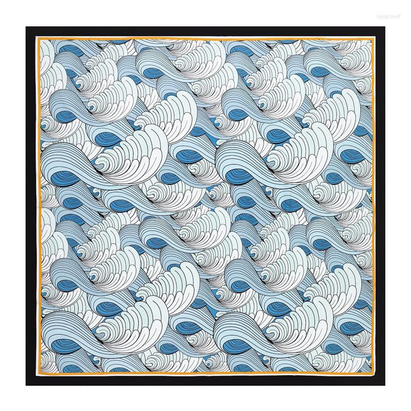 

Scarves 130cm Luxury Spring Scarf Women High Quality Twill Silk Shawl Wave Printed Hijab Beach Brand Design Sun Block Handkerchief