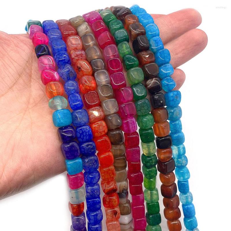 

Beads Natural Stone Square Agate Pendant Separated Exquisite Colorful Jewelry Making Bracelet DIY Accessories Gift