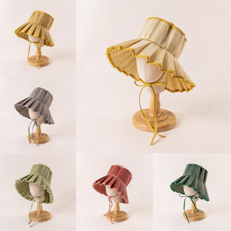 

Berets Baby Straw Hat Spring Summer Pleated Jazz Sunvisor Beach Hats Kids Outdoor Caps For Boys Girls Pography, Gray