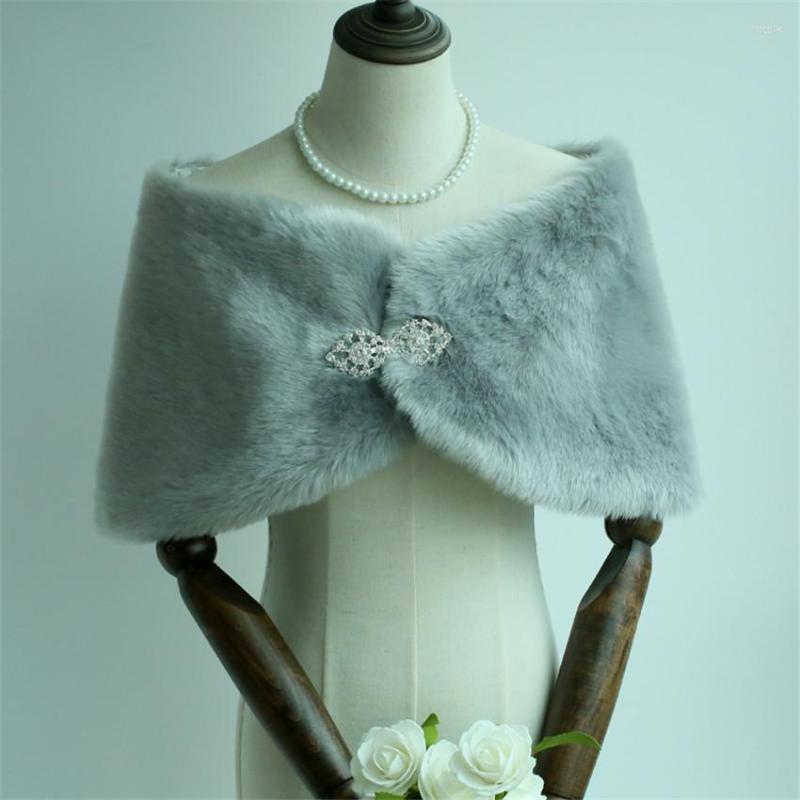 

Women's Fur Faux Evening Party Dress Wraps Wedding Bridesmaids Shawl Bridal Jacket Shoulder Capes Slim Lady Fake Cloak WZ166, Red