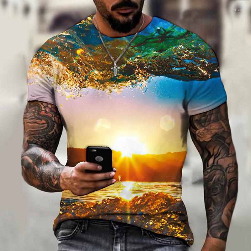 

Men's T Shirts Nature Theme T-shirt Casual 3D Printing Round Neck Fashion Street Personality Trend Top Quality Fabric, Dyp-1816