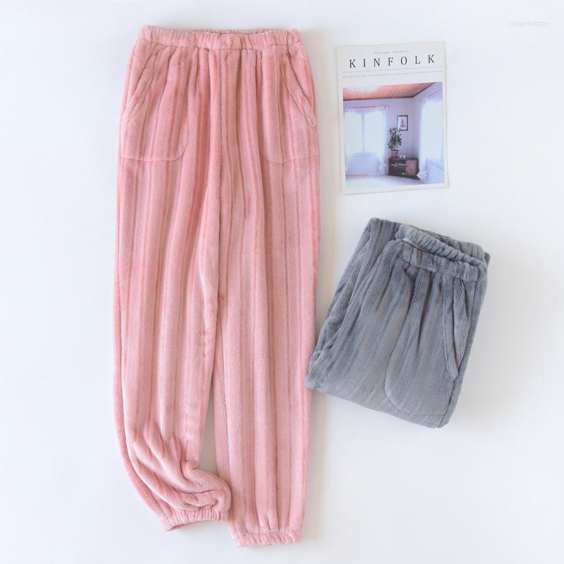 

Women's Sleepwear 2022 Autumn Winter Couples Matching Sleep Bottoms Women Plus Size Night Trousers Pants Ladies Warm Fleece Pajama
