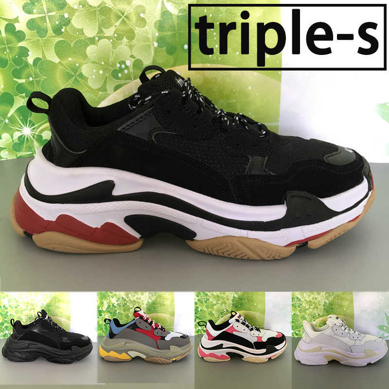 

Casual Shoes Sneakers Triple Black White Red Cream Yellow Beige Green Gym Blue Fashion Womens Top Paris Triple-S Platform Men Us 6-12, 07# cream yellow red