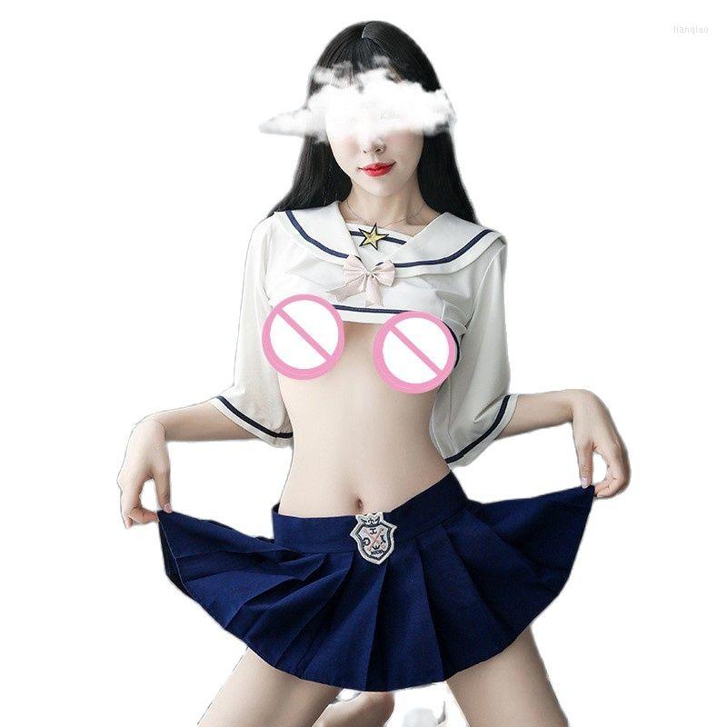 

Bras Sets Erotic Lingerie Uniform Temptation Female Sailor Perspective Role-playing JK Sexy Suit Role, White