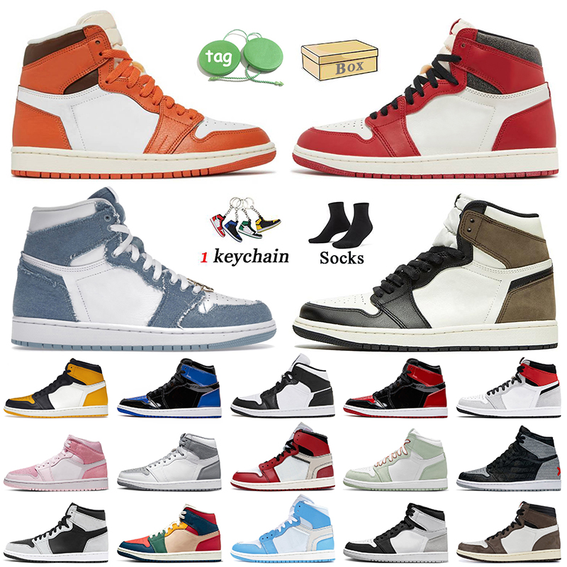 

Womens Mens JUMPMAN 1 Basketball Shoes Starfish 1s Denim High OG Lost And Found Patent Bred Dark Mocha Mid Digital Pink Offs White University Blue Trainers Sneakers, B20 visionaire 36-46