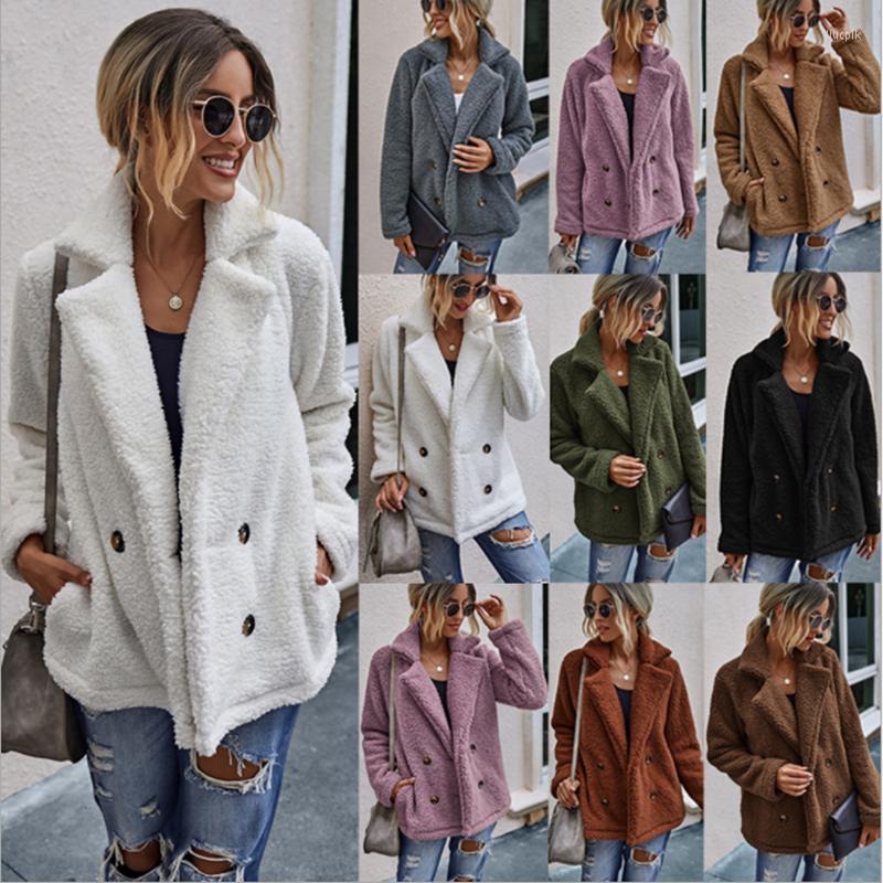 

Women' Fur Winter Thicken Warm Teddy Jacket Coat Women Fashion Lamb Faux Overcoat Fluffy Cozy Loose Outerwear Female, White