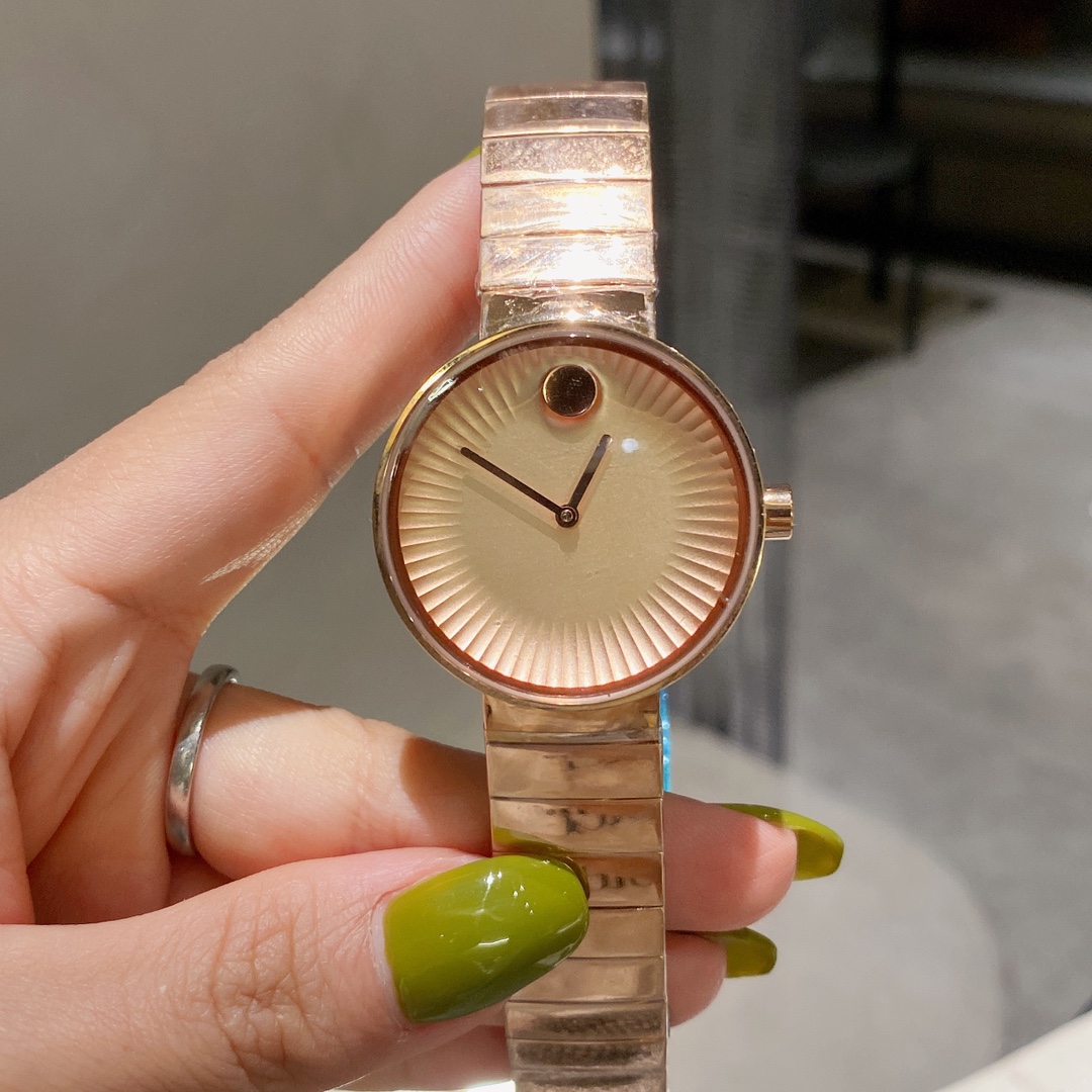 

Women Fashion Designer Watch Wedding Date Quartz Movement 316L Stainless Steel 35mm Watches, Gold