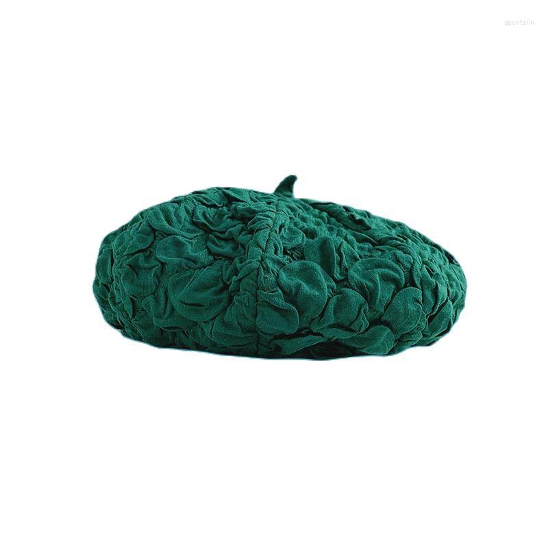

Berets 2022 Spring Beret Style Fold Solid Color Versatile Fashion Women Korean Net Red Pumpkin Hat, Black