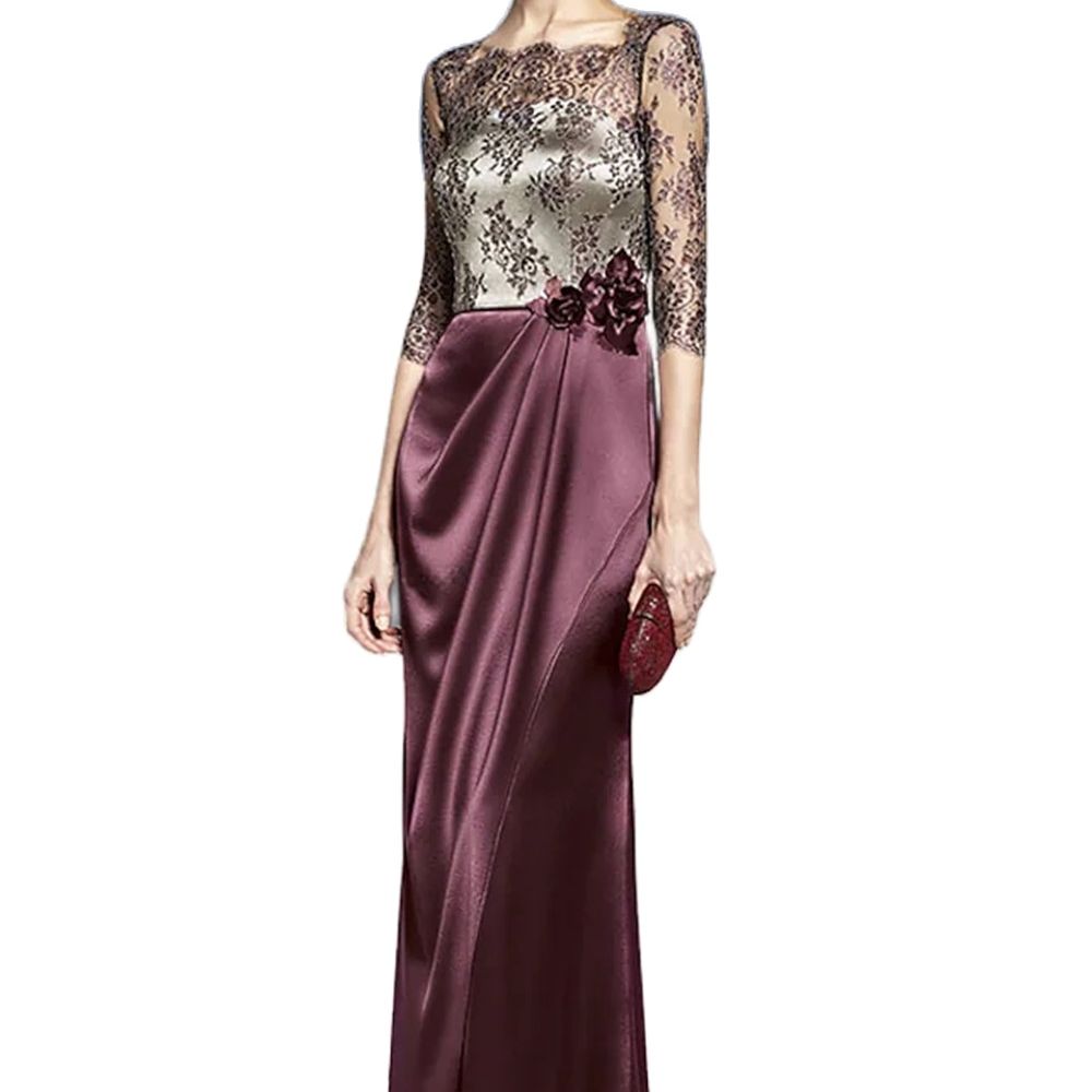 

Women's Dress Elegant Mother of the Bride Dresses square collar brush lace train charming sleeves with decoral block applique 2022 new in