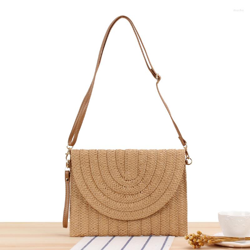 

Evening Bags 2022 Fashion Handmade Braided Straw Bag Multi-Purpose Woven Beach Casual Women's, Red bee