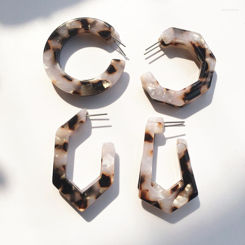 

Hoop Earrings UJBOX Textured 4mm Thick Acetic For Women Geometric Round Irregular Acid Jewelry Gift