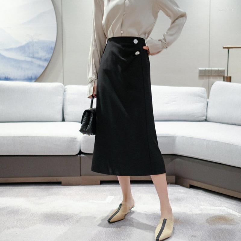 

Skirts Skirt Women' Fashion 2022 Temperament Concealer Long High Waist Suit A-line Bag Hip, Apricot color