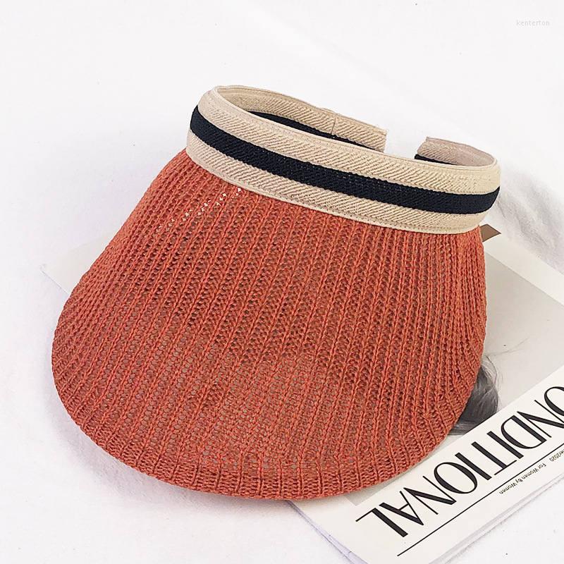 

Ball Caps Straw Weaving Leisure Style Women's Hat Empty Top Summer Outdoor Sunshade Trend Fashion Portable Foldable Beach Sunscreen Cap, As the picture shows