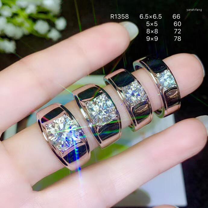 

Cluster Rings 925 Silver Moissanite Men's Ring Classic Style The World's Gemstones Beautiful Fire. Price Is Reasonable. Whol