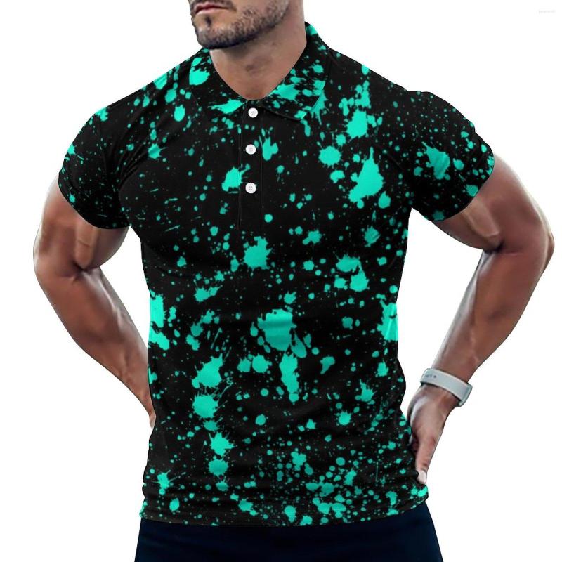 

Men' Polos Artistic Splash Casual Polo Shirts Black Mint Paint T-Shirts Short-Sleeved Custom Shirt Summer Trending Oversized Clothes Gift, Style-8
