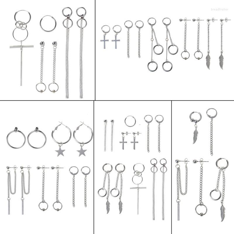 

Stud Earrings Korea Jewelry KPOP Hip Hop Punk Titanium Steel Tassel Chain Kit
