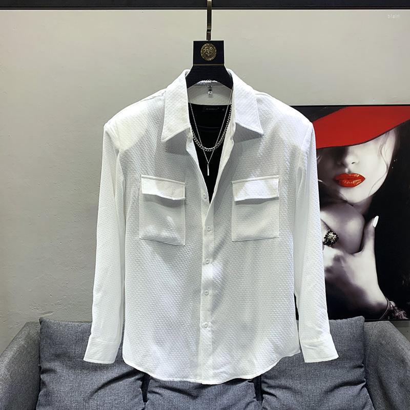 

Men's Casual Shirts R0993 Fashion Men's 2022 Runway Luxury European Design Party Style Clothing, Black