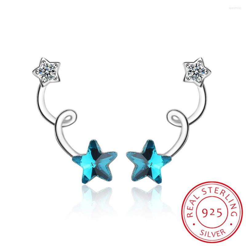 

Stud Earrings Cute Blue Crystal Star For Women 925 Silver Needle Zirconia Oorbellen Pendientes S-e766
