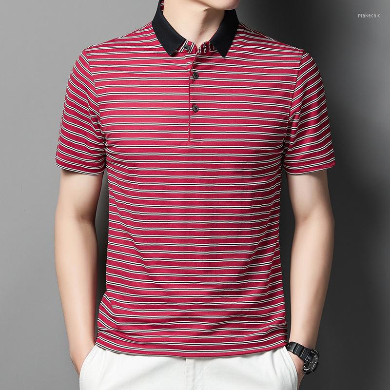 

Men's Suits 5368 T-shirts Mannen Zomer Nieuwe Gestreepte Korte Mouwen T-shirt Smart Casual Turn-Down Kraag Regular Fit, 5371