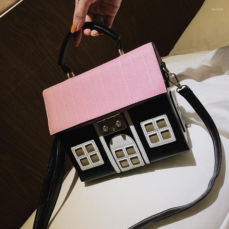 

Evening Bags Cute House Women's Personality Portable Handbag PU Shoulder Crossbody For Women Messenger Ladies Bolsa, Pink