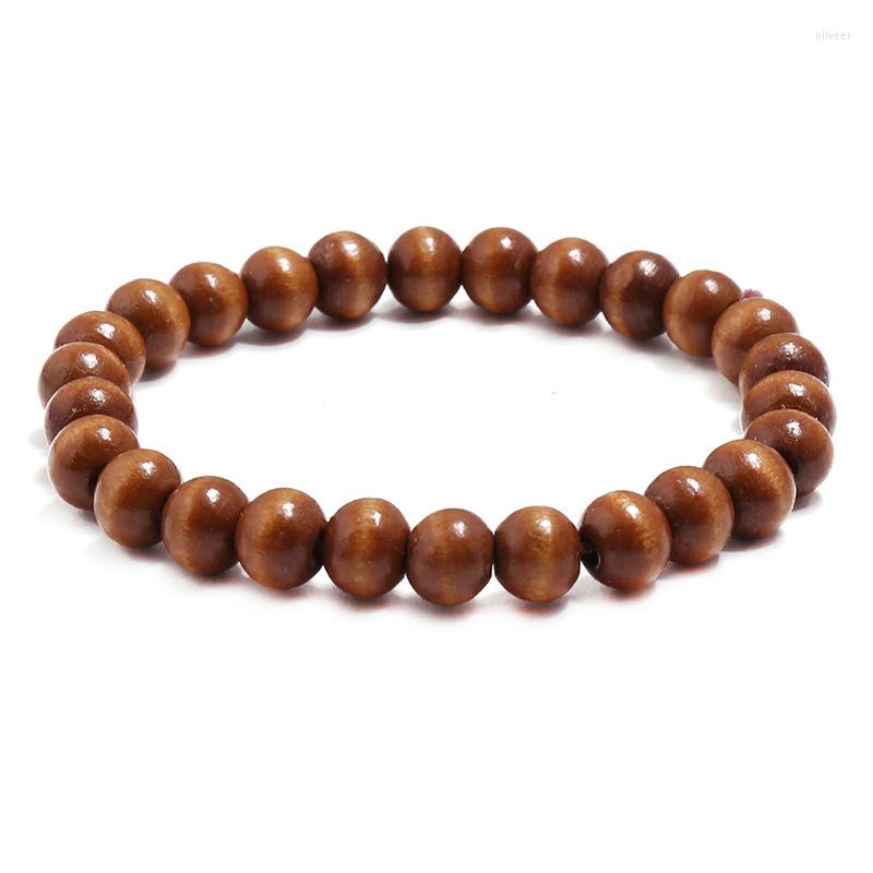

Strand Simple Single Circle Wooden Bead Beaded Bracelet Men Women Classic Wristband Bracelets Accessory Jewelry Friends Gifts Wholesale