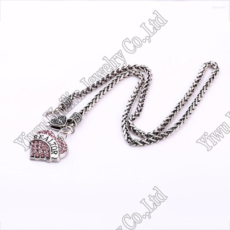 

Pendant Necklaces Rhodium Plated Realtor With Clear Crystal Heart Necklace