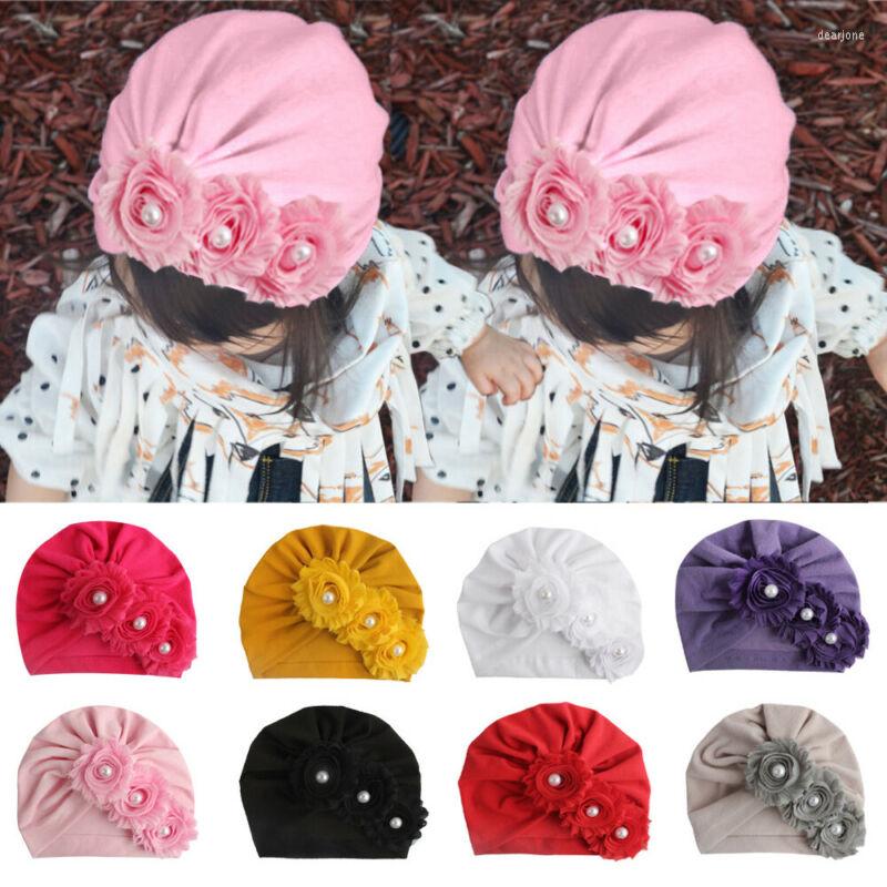 

Hats 2022 Baby Headbands Big Bowknot Girl Flower Turban Silky Touch Stretchy Cotton Hat Beanie Infant, White