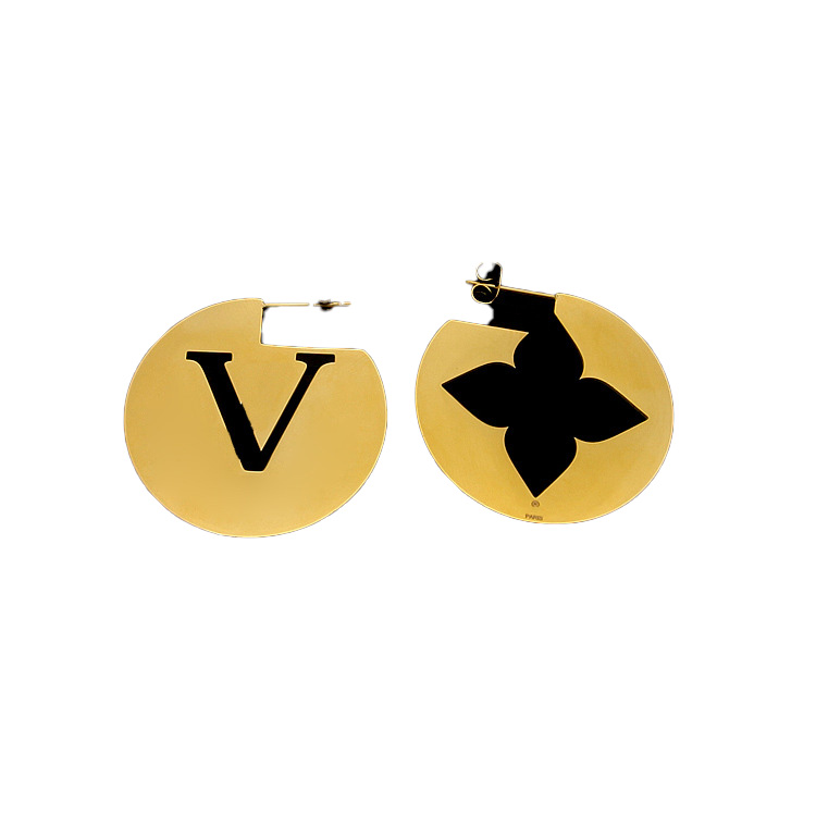

Charm stud earrings designer for womens luxury jewellery orecchini Hollow out lvs letter four-leaf flower round brand asymmetric earrings pair