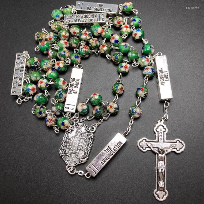 

Chains Cloisonne Vintage Style Jewelry Green Beads Choker Necklace