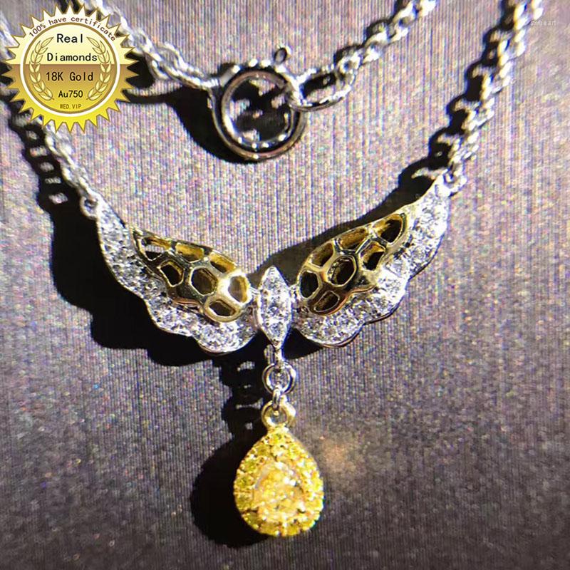

Chains 18K Gold Necklace Natural 0.13ct Yellow Diamond And 0134ct White Diamonds