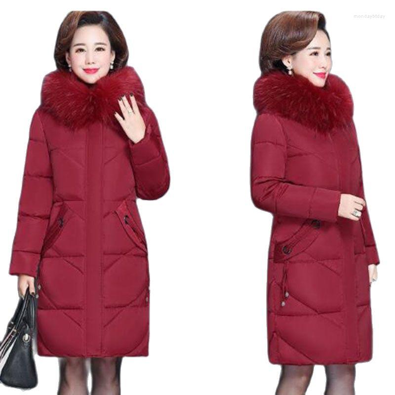 

Women's Trench Coats Overcoat Parka Autumn Winter Middle-Aged Elderly Mothers Down Cotton Coat Middle Length Payment Hooded Loose, Black