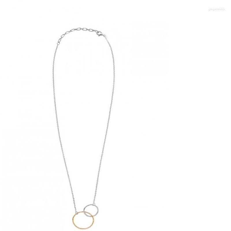 

Choker Unique Gold Double Circle Necklace For Women Alloy Satement Charms Pendant Fashion Jewelry Bijous Femme