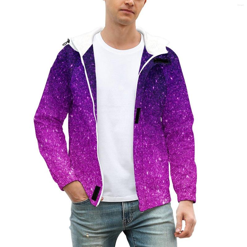 

Men' Jackets Glitter Print Thick Casual Men Magical Purple Coats Winter Modern Jacket Hooded Custom Loose Windbreakers Big Size, Style-17