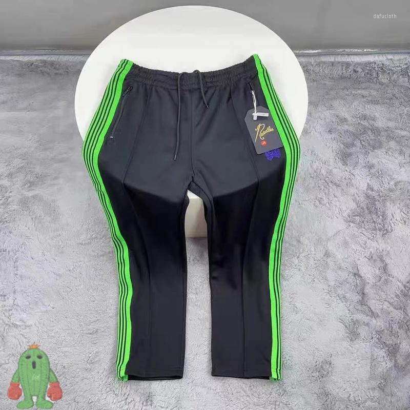 

Men' Pants Needles Butterfly Embroidery Trousers Loose Straight Men Women Casual AWGE High Street Retro Webbing Sweatpants