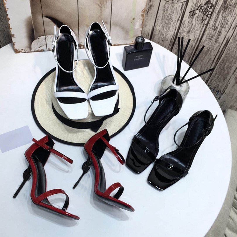 

Brand Women's Dress Shoes Top Designer Summer Fashion Metal Buckle Leather High Heel Sandals Etiquette Party Wedding Shoes Outdoor Casual Size 35-40, 13