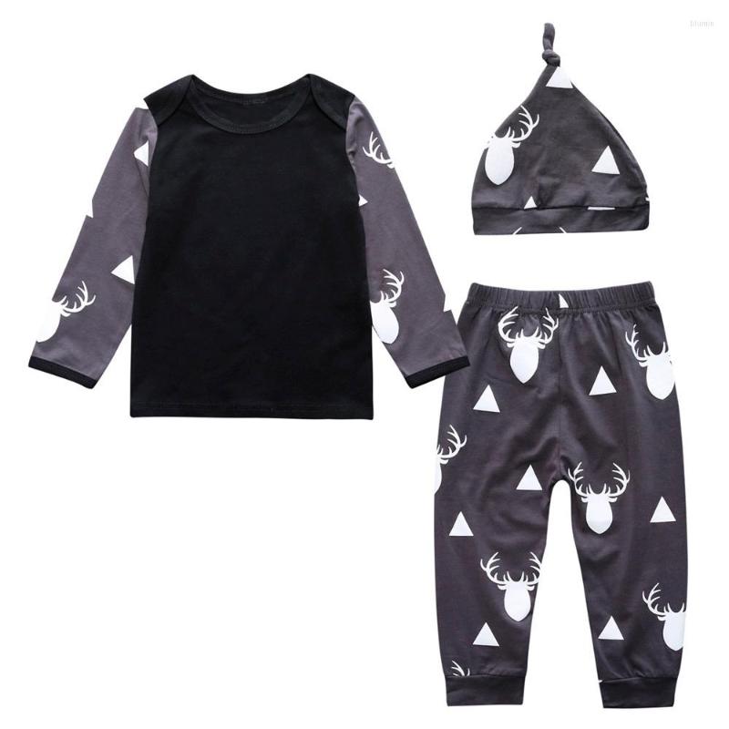 

Clothing Sets Born Baby Boy Deer Tops T-shirt Leggings Pants Hat 3PCS Outfit Clothes Infant Girl Christmas Set, Picture shown