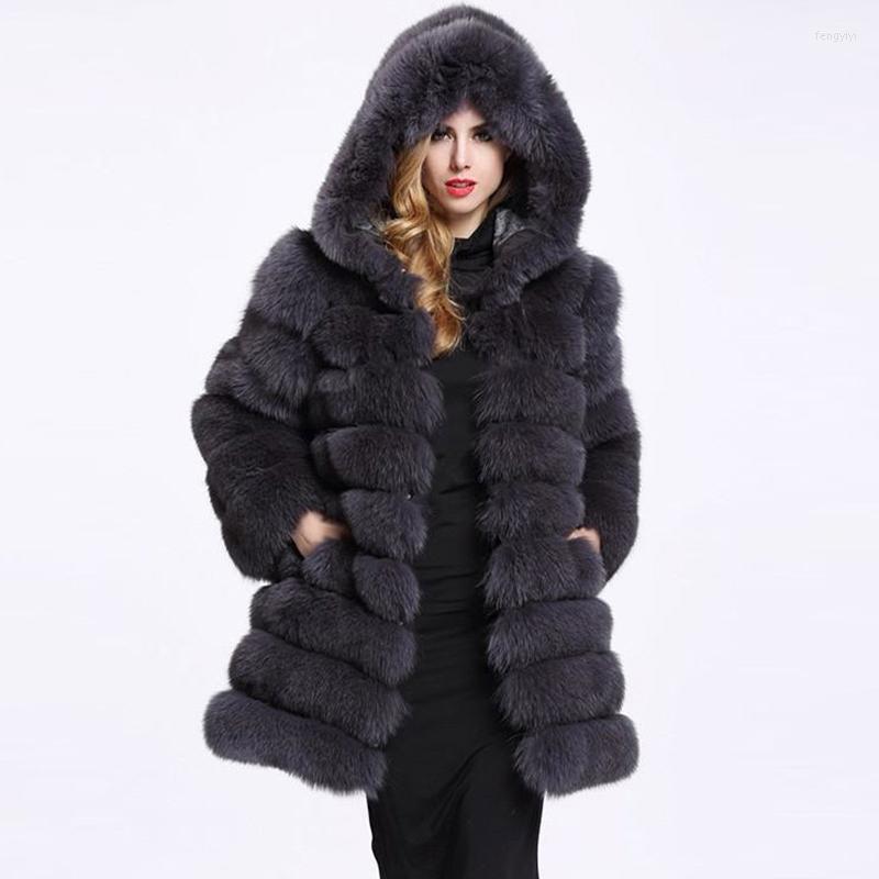 

Women' Fur Faux Coat 2022 Winter Women Long Hooded Female Thick Warm Fluffy Jacket Pink Artificial Overwear, Black