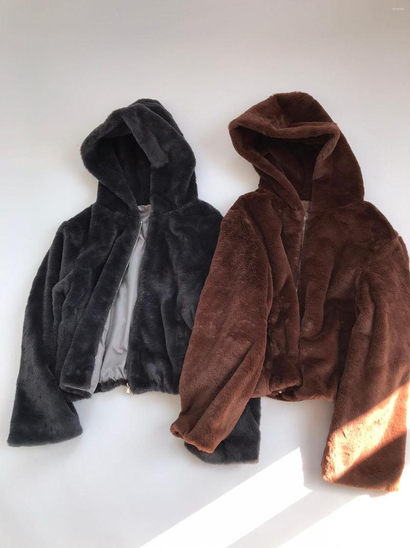 

Women' Fur 2022 Clothing Autumn And Winter Plush Hooded Jacket Two Colors, Multi