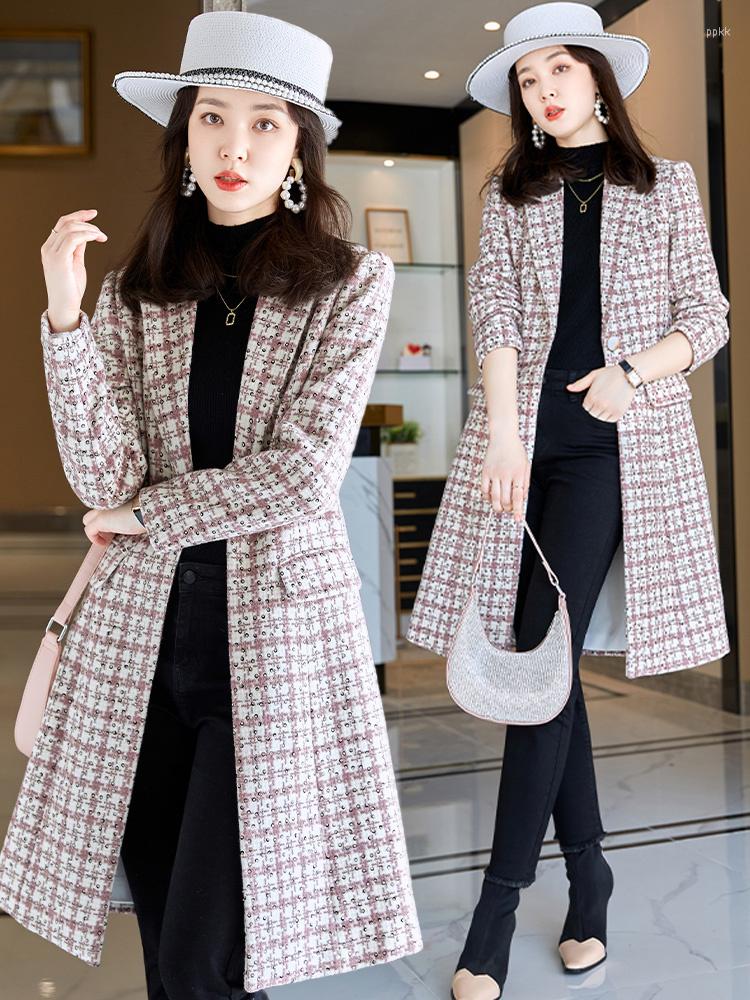 

Women' Trench Coats Lattice Small Suit Coat Women' Middle And Long 2022 Spring Autumn High-grade Fried Street Is, Checked windbreaker