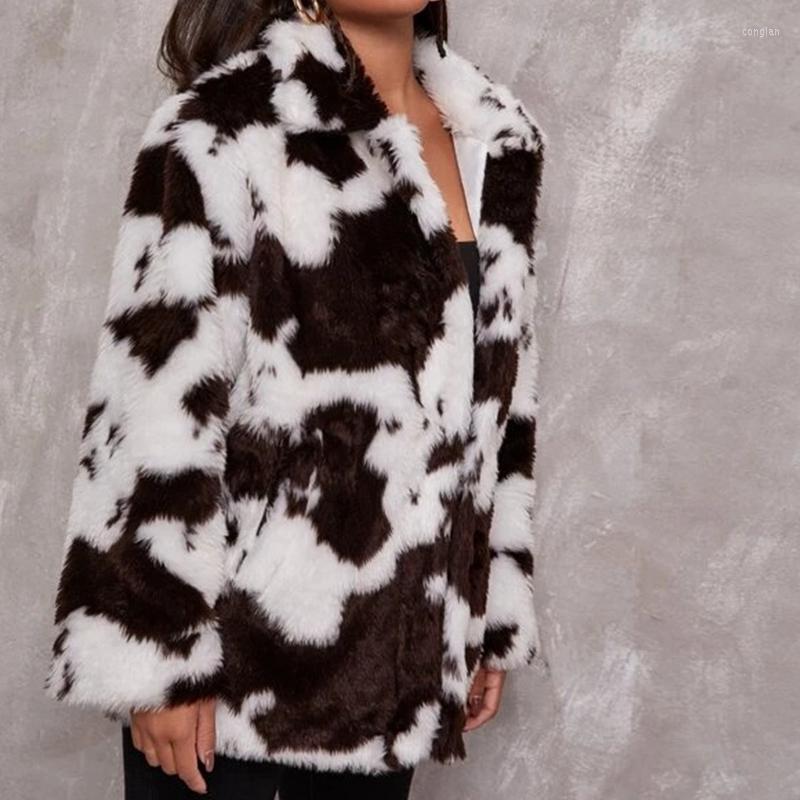 

Women' Fur Wepbel Student Hip Hop Faux Coats Women Black And White Imitation Jacket Loose Long Sleeve Outwear Jackets