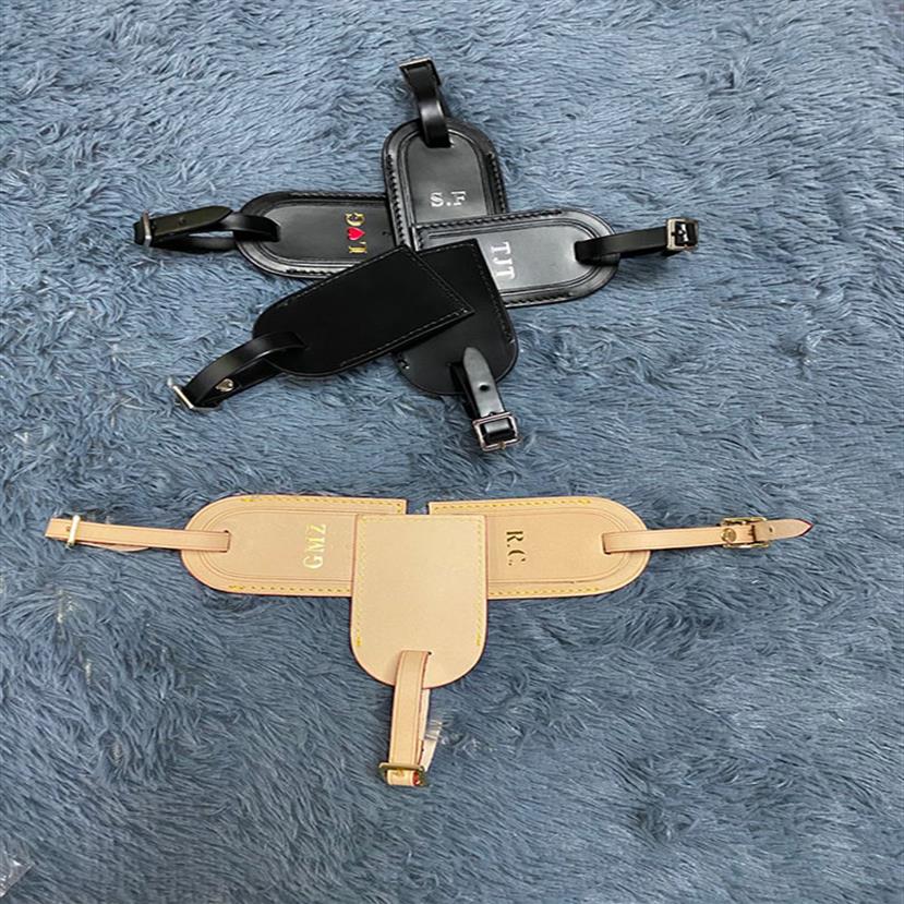 

High Quality Genuine Leather Designer Brand Personalized custom Luggage Tags Stamp Initial Name Label Travel Tag KEEPALL ID Ho227f