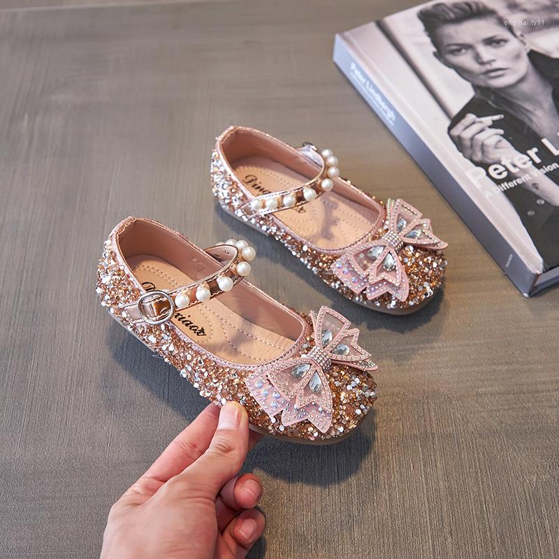 

Athletic Shoes Girls' Leather 2022 Soft-soled Baby Single Children's Rhinestone Princess Crystal Sequined Fashion, Black