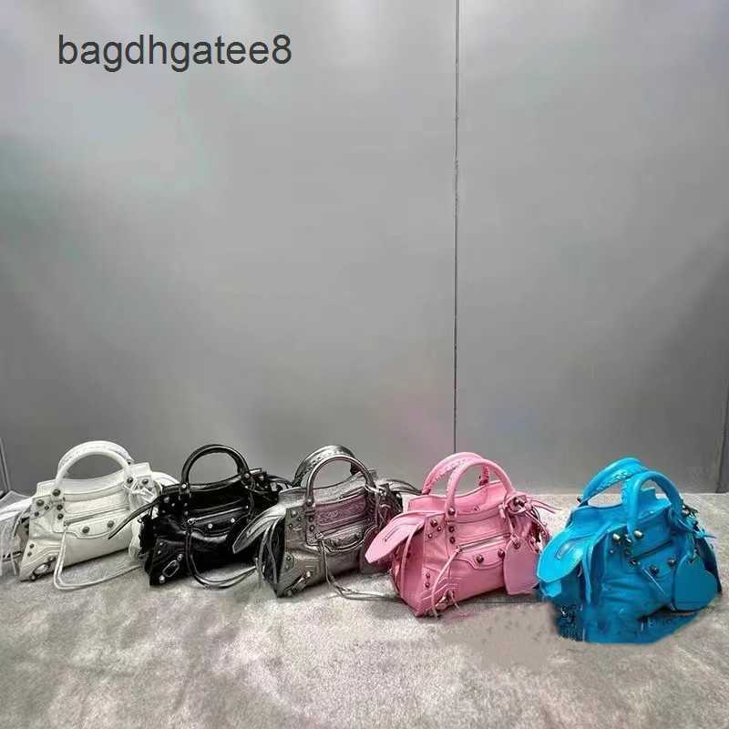 

2023 b Noe Cagole Bags Balencaigass Neocagole Bag Leather Mini Hand Men's Women's Rivet Single Shoulder Messenger Underarm, Blue