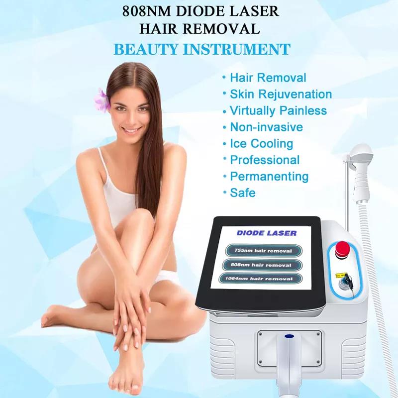 

Latest Diode Laser 808 nm 755 1064 Skin Facial Permanenting Hair Removal whitening skin rejuvenation Device