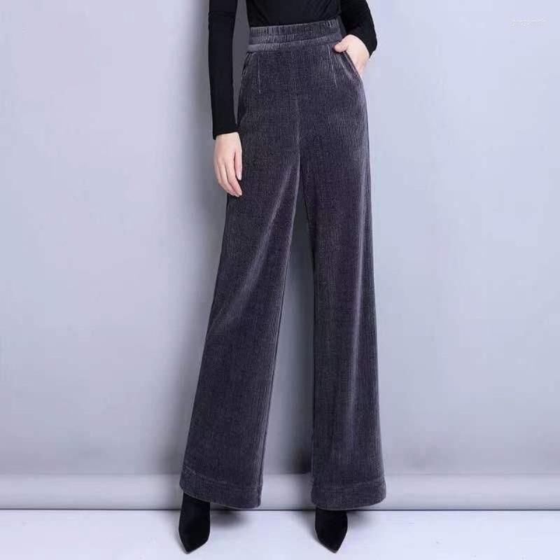 

Women's Pants Woman Wide Leg Straight Female High Waiste Warm Plush Trousers Ladies Autumn Loose Casual Soft Thicken Mujer G191, Black